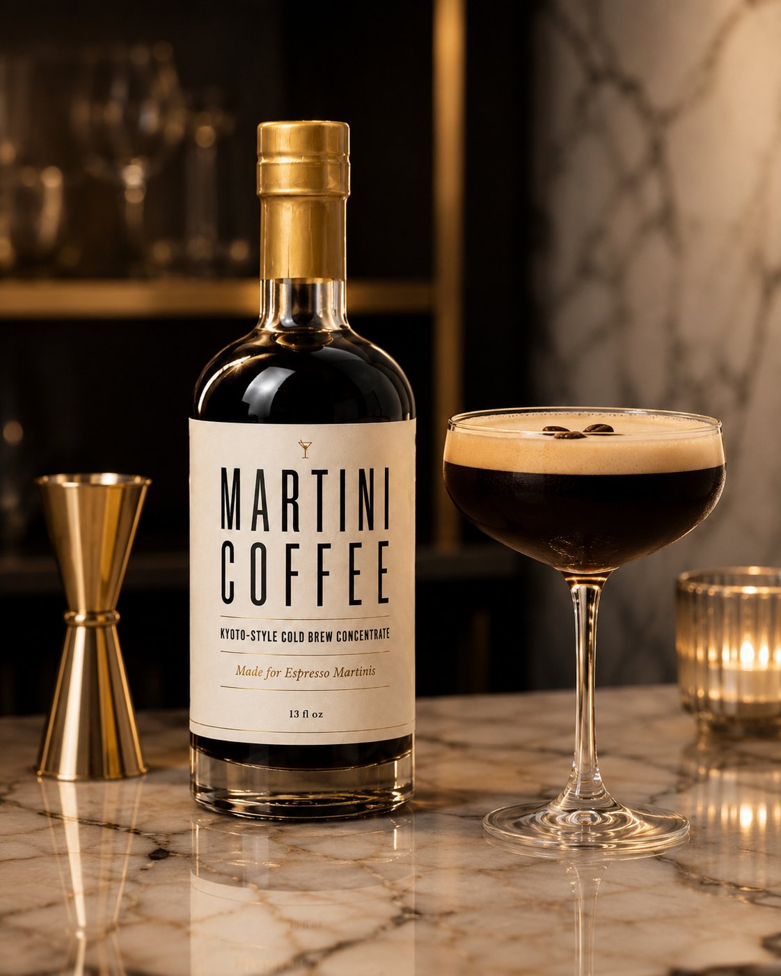 Espresso martini made with Martini Coffee concentrate